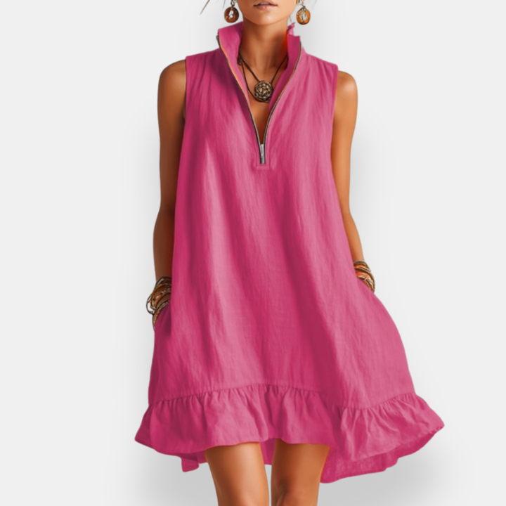 Hilary™ | Short Sleeveless Ruffled Dress