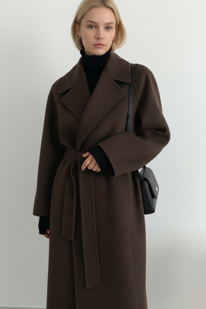 Evie™ – Elegant Belted Long Coat