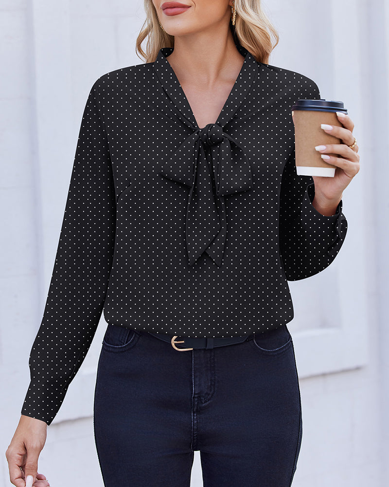 Laura™ | Casual Bow Tie Neck Blouse