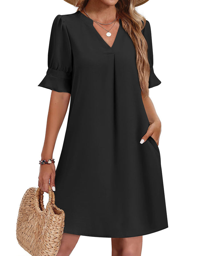 Amelia™ | Casual Hawaiian Ruffle Sleeve Shift Dress