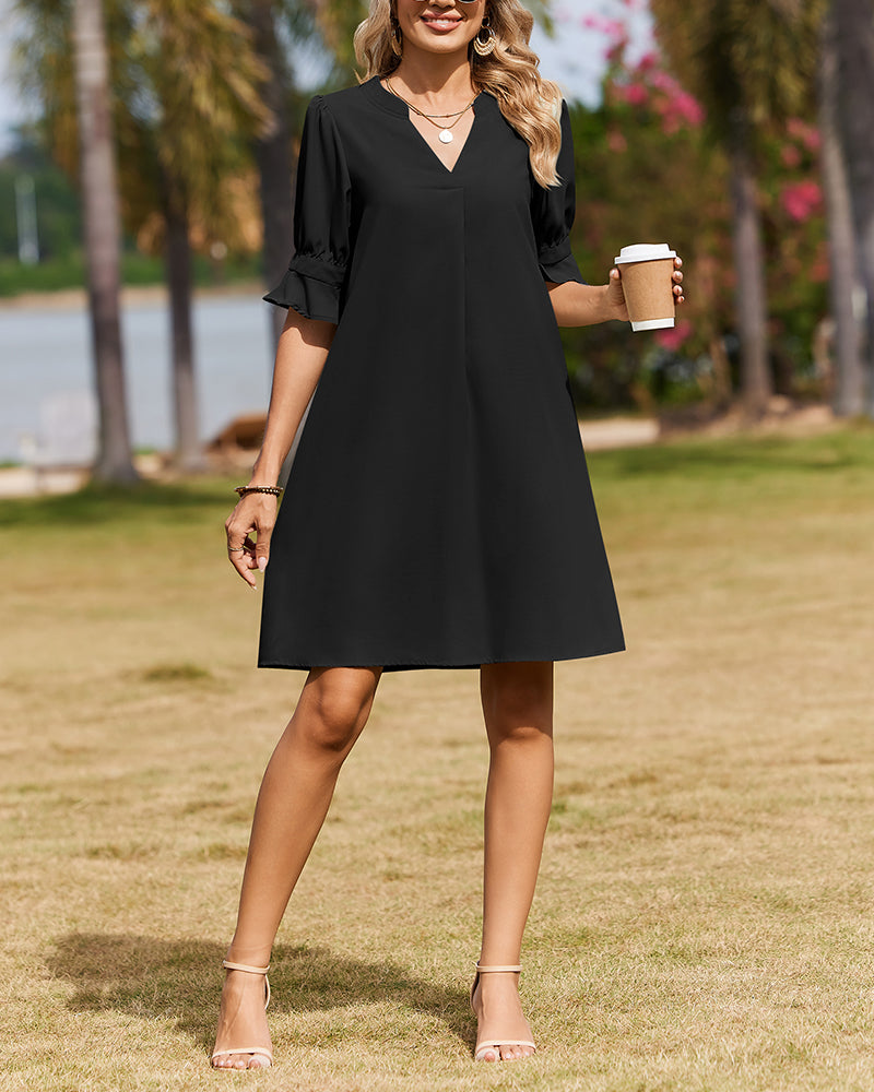 Amelia™ | Casual Hawaiian Ruffle Sleeve Shift Dress