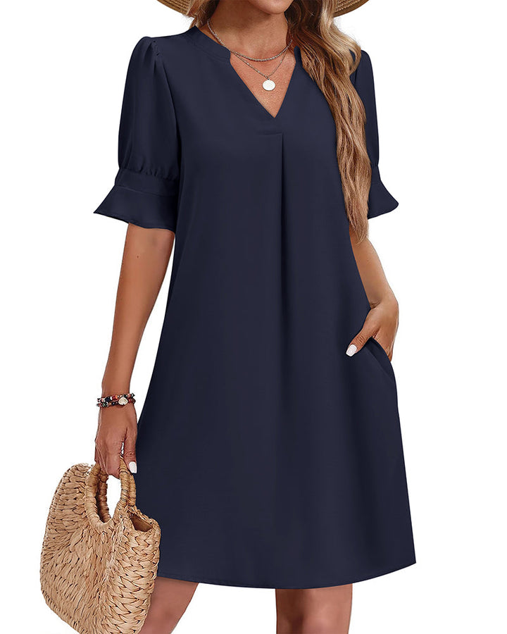 Amelia™ | Casual Hawaiian Ruffle Sleeve Shift Dress
