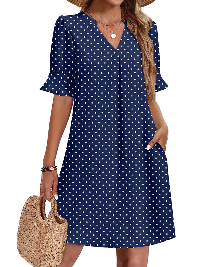 Amelia™ | Casual Hawaiian Ruffle Sleeve Shift Dress