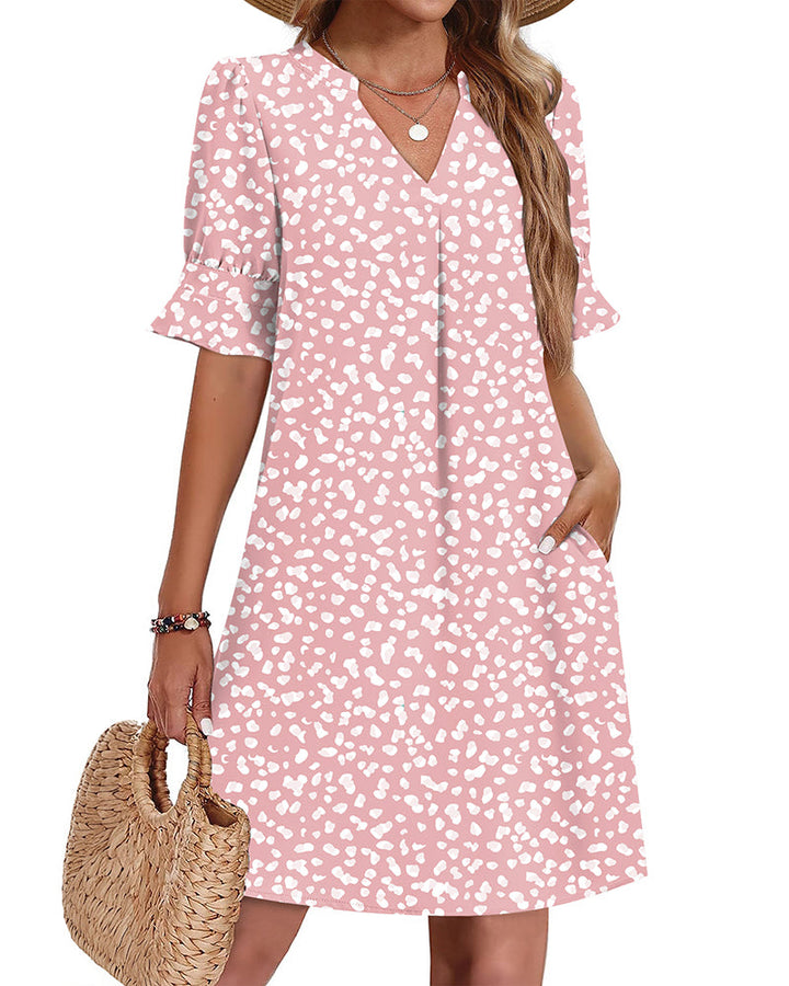 Amelia™ | Casual Hawaiian Ruffle Sleeve Shift Dress