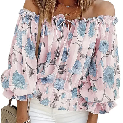 Annelise – Off-Shoulder Floral Blouse for Women | Lightweight & Stylish for Spring Days