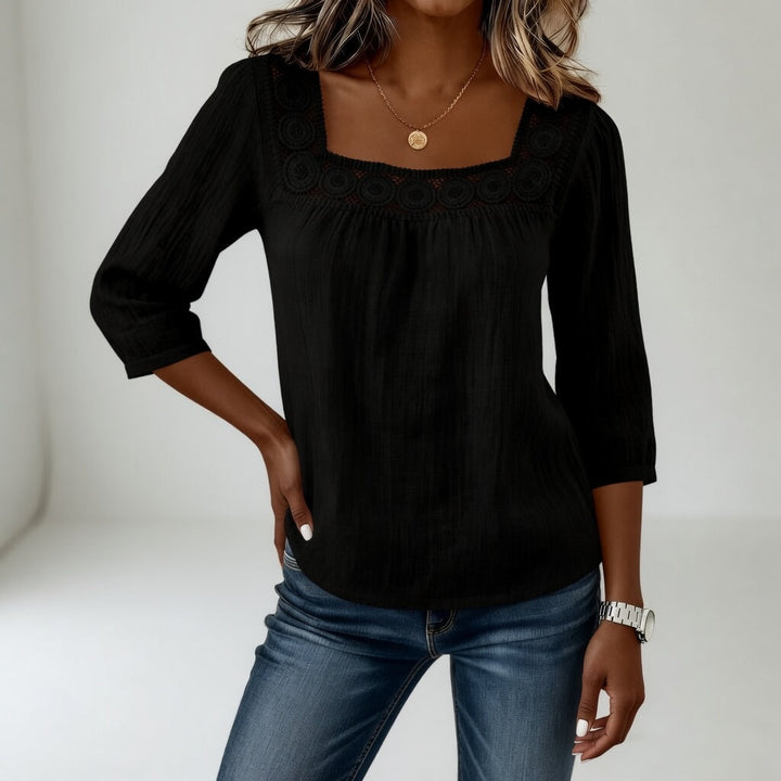Isla™ | Elegant Lace Square Neck Blouse