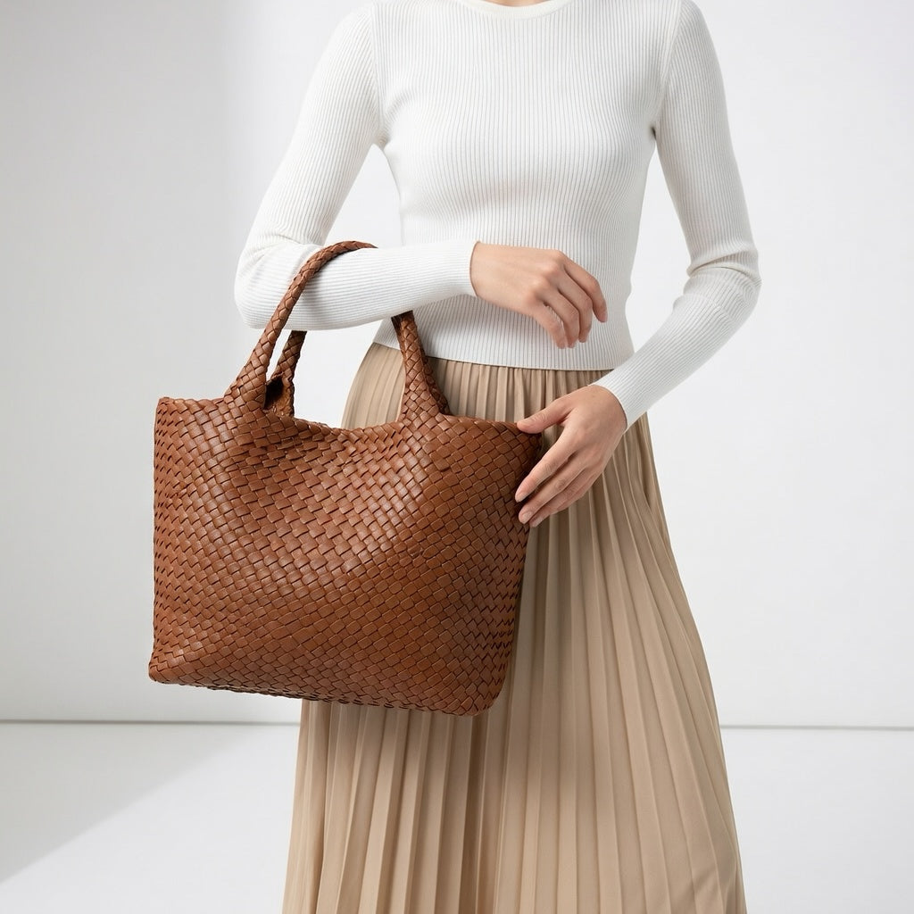 Delphine™ — Woven Tote Bag Timeless Elegance