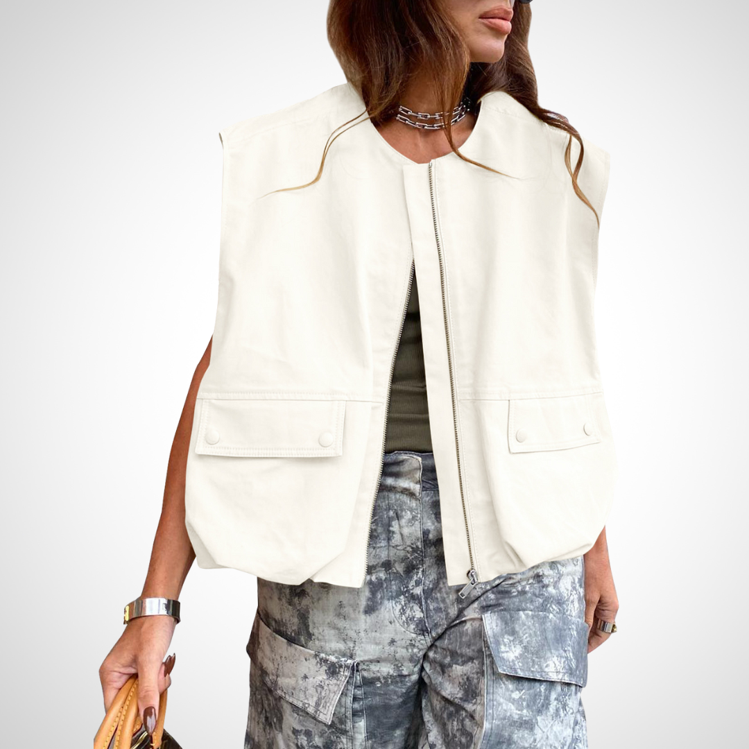 QUANA - Casual Sleeveless Loose Zipper Vest