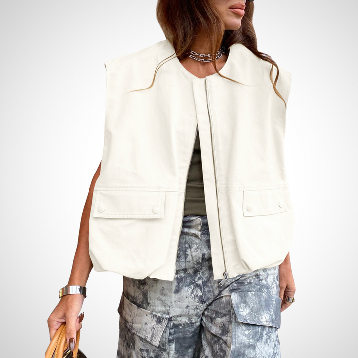 QUANA - Casual Sleeveless Loose Zipper Vest