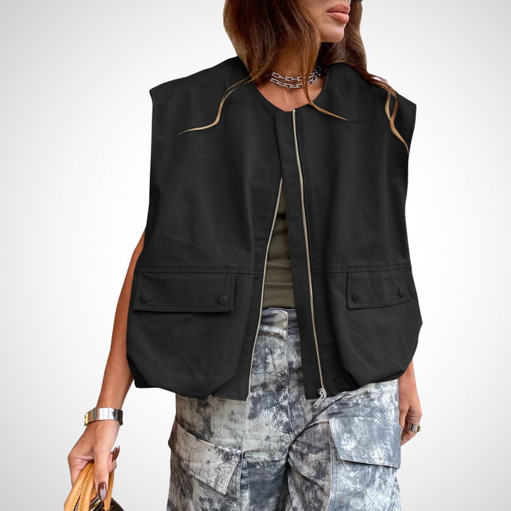 QUANA - Casual Sleeveless Loose Zipper Vest
