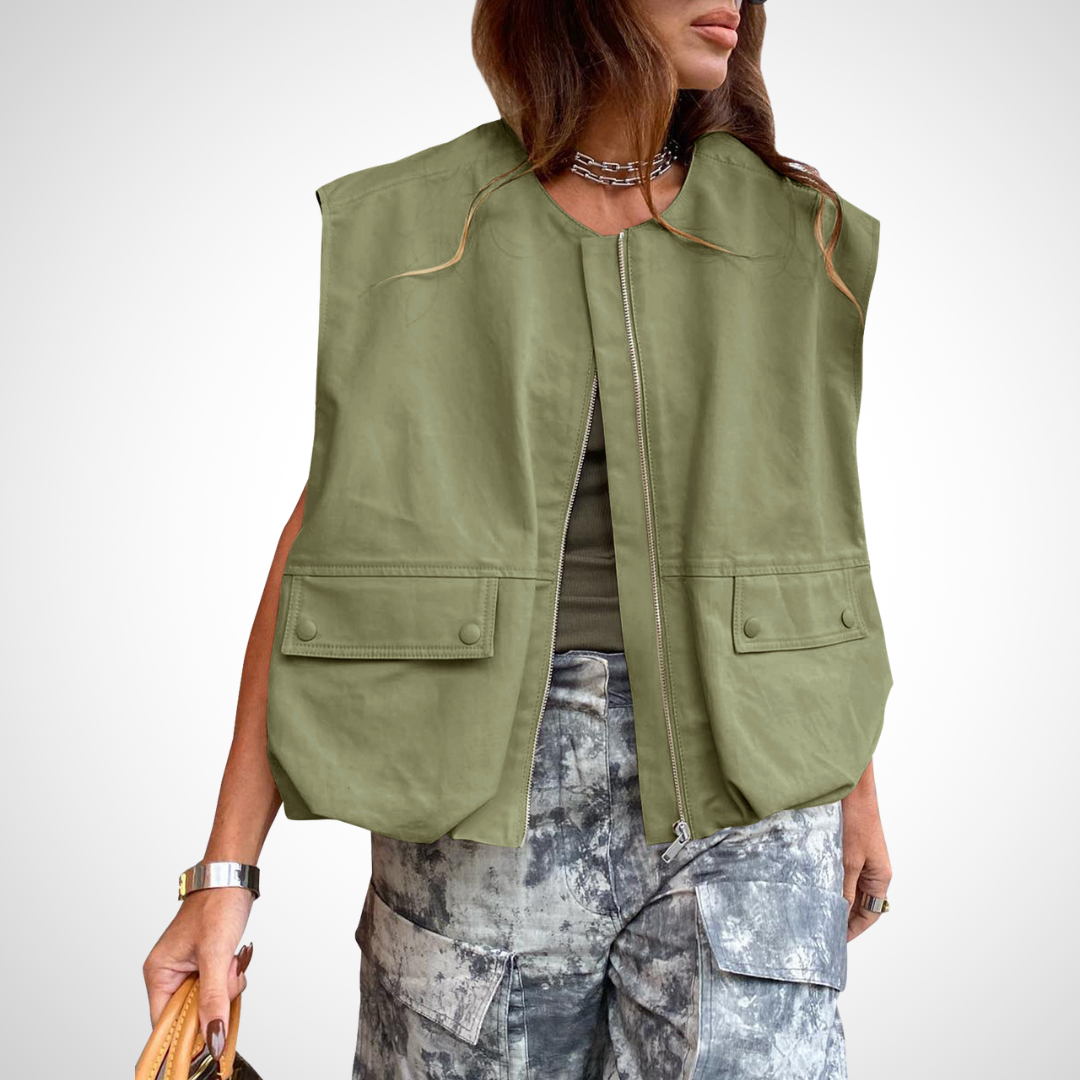 QUANA - Casual Sleeveless Loose Zipper Vest