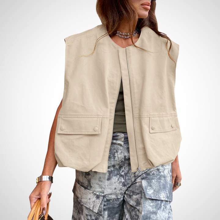QUANA - Casual Sleeveless Loose Zipper Vest