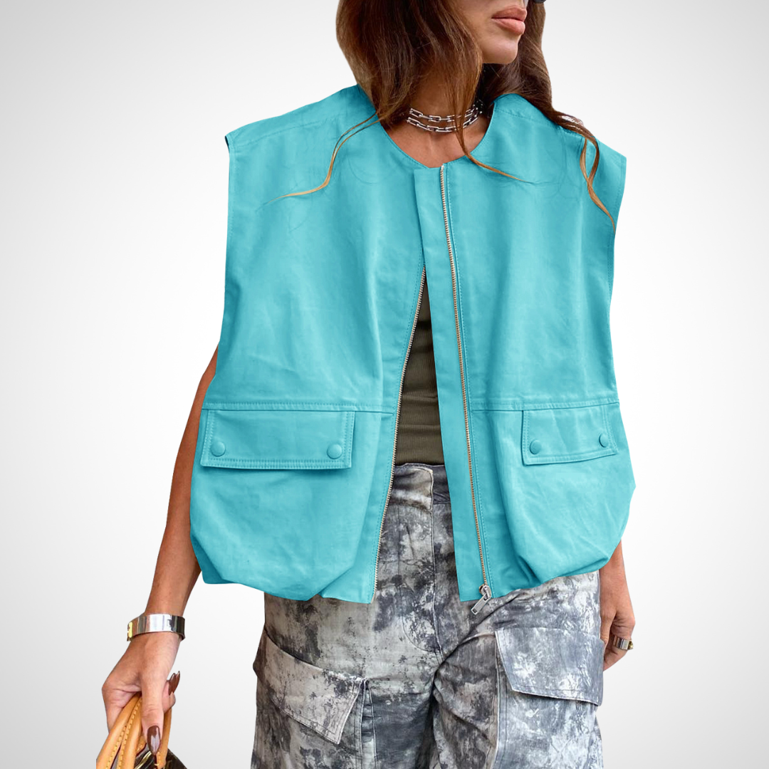 QUANA - Casual Sleeveless Loose Zipper Vest