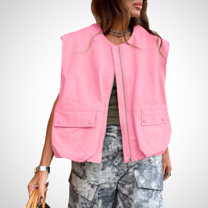 QUANA - Casual Sleeveless Loose Zipper Vest