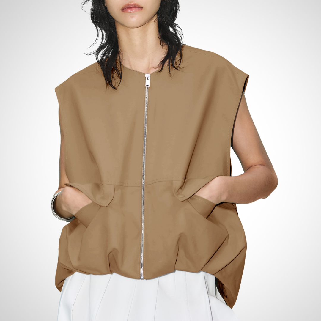 QUANA - Casual Sleeveless Loose Zipper Vest