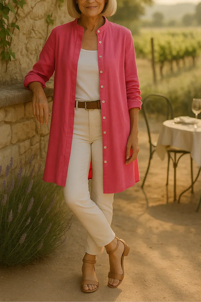 Cotton Flared Shirt Jacket for Women - Lightweight Layer, Button Down, Versatile Style