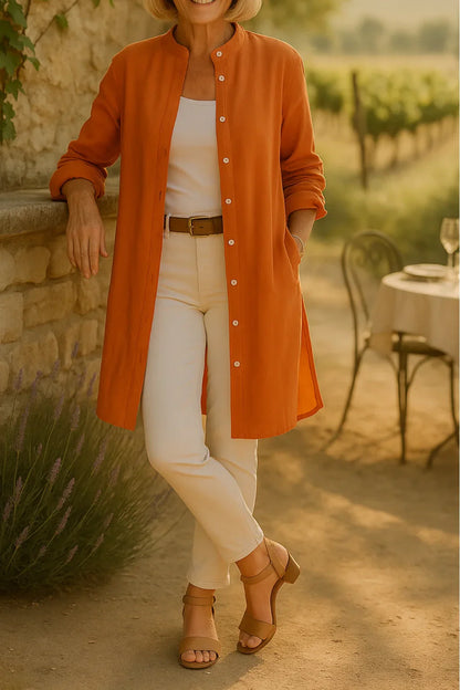 Cotton Flared Shirt Jacket for Women - Lightweight Layer, Button Down, Versatile Style
