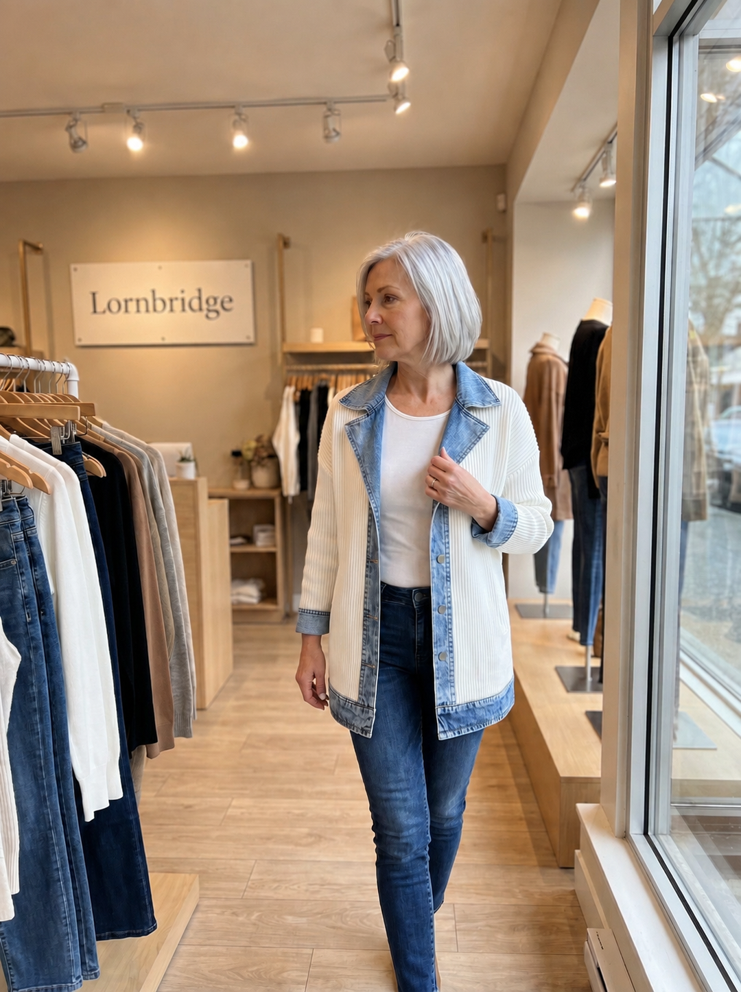 Jessica™ | Luxe Denim-Trim Knit Jacket