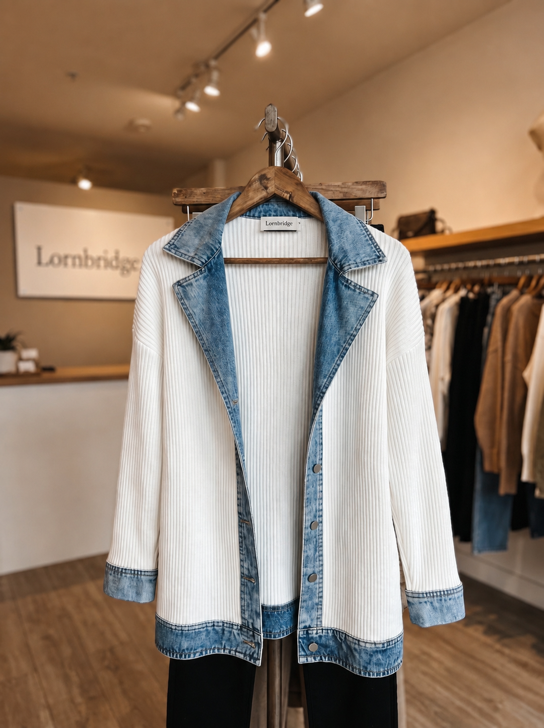 Jessica™ | Luxe Denim-Trim Knit Jacket