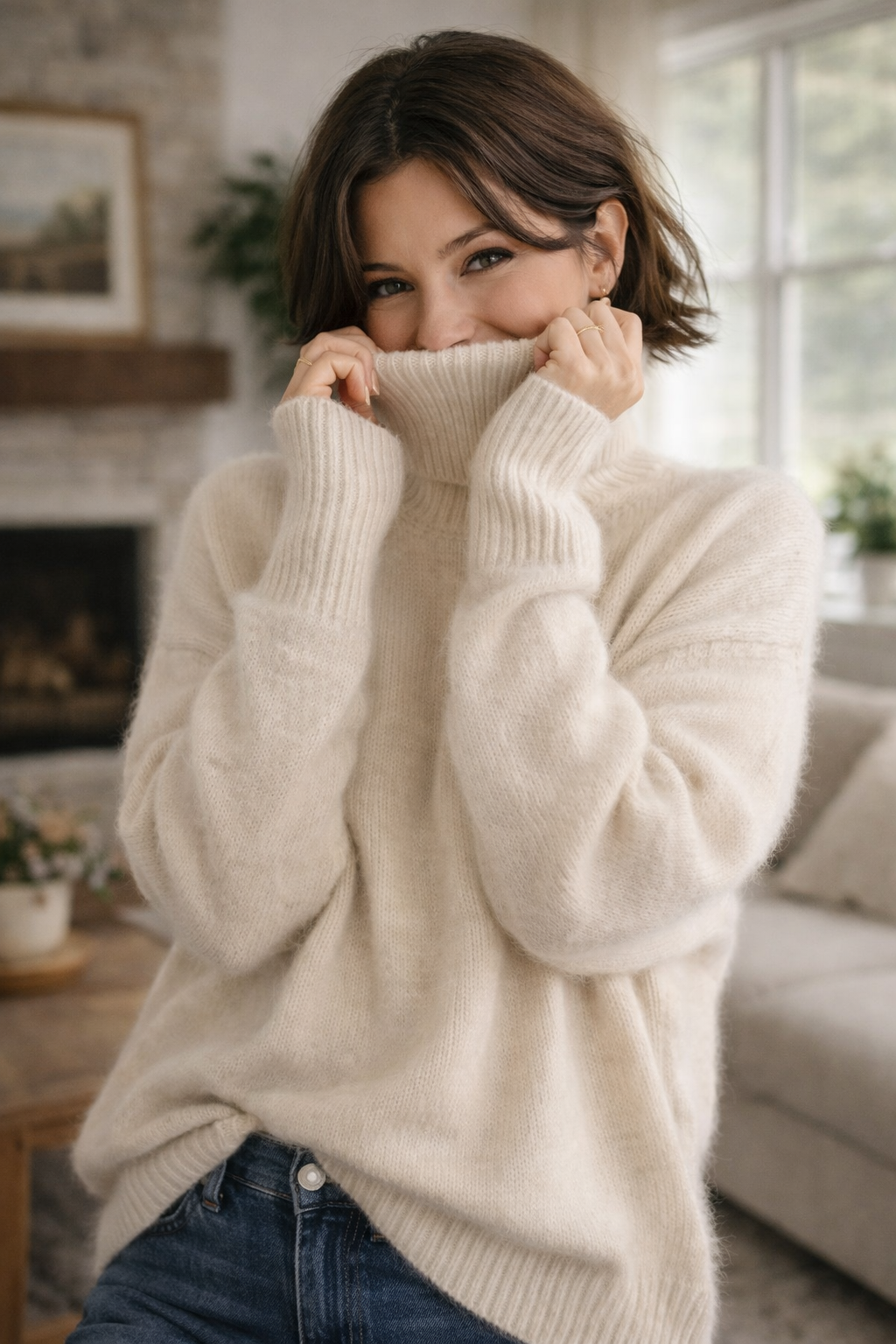 Evelyn™ Women’s Turtleneck Sweater – Relaxed Fit, Ribbed Neck & Cuffs