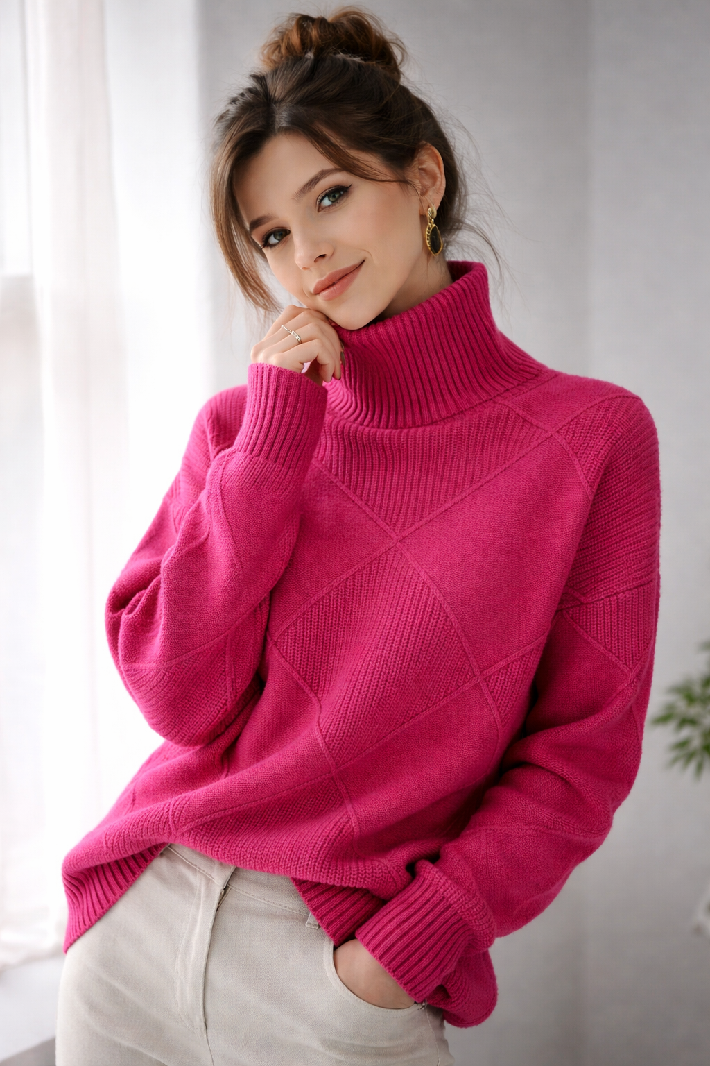 Camille™ | Geometric Turtleneck Knit