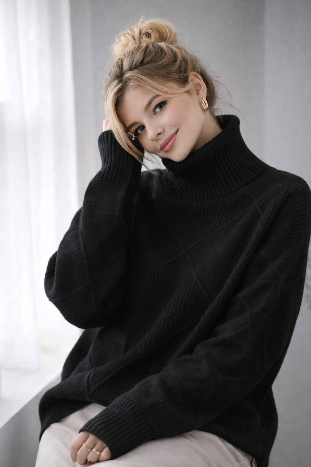 Camille™ | Geometric Turtleneck Knit