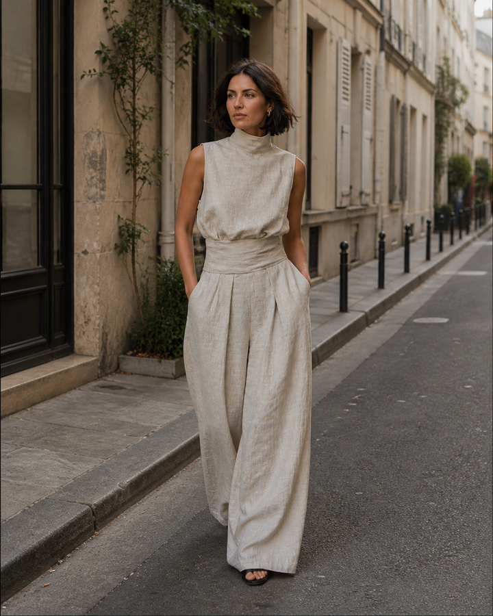 Priscilla™ | Cotton and Linen Tank Top and Wide Pants