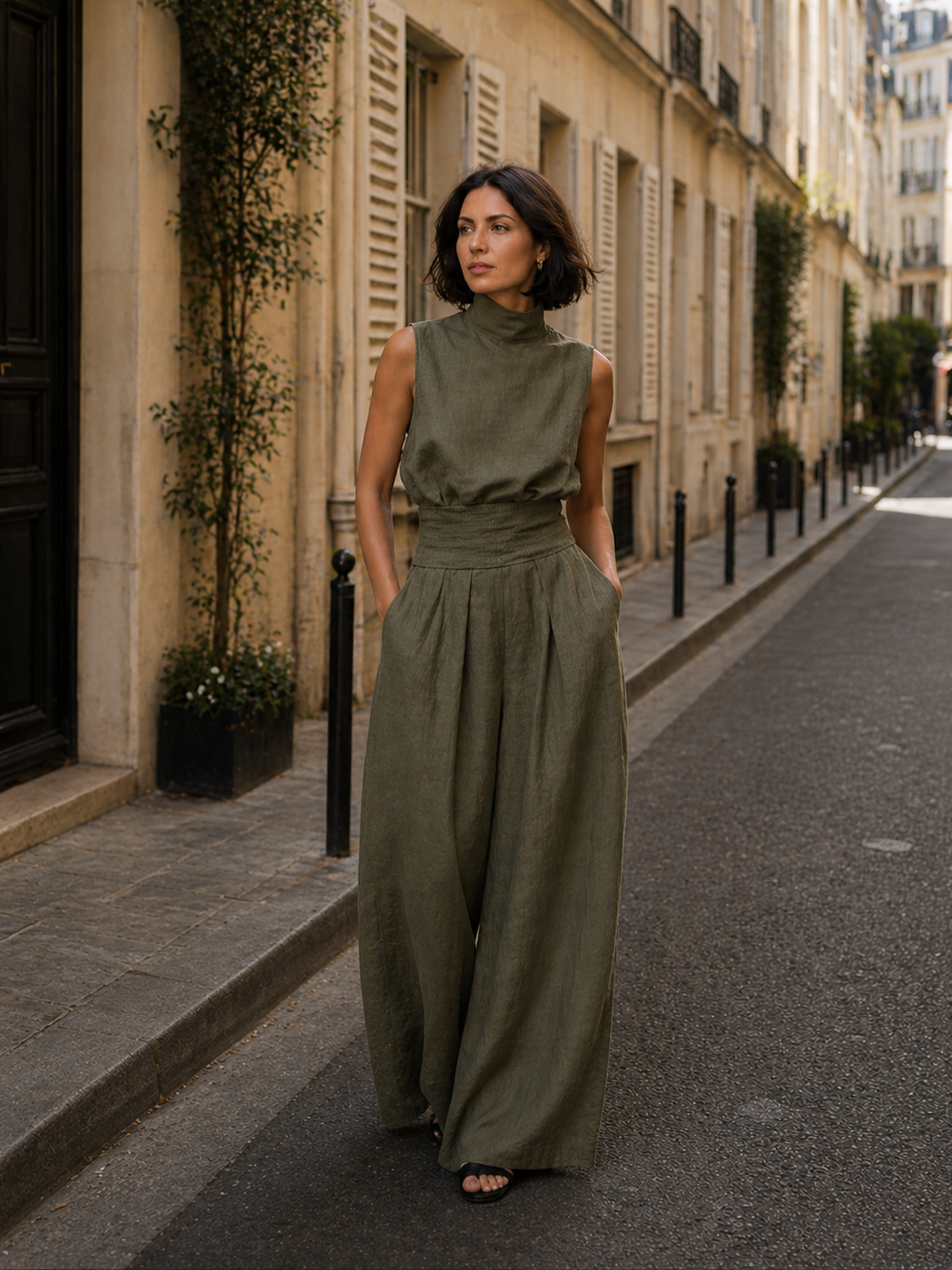 Priscilla™ | Cotton and Linen Tank Top and Wide Pants