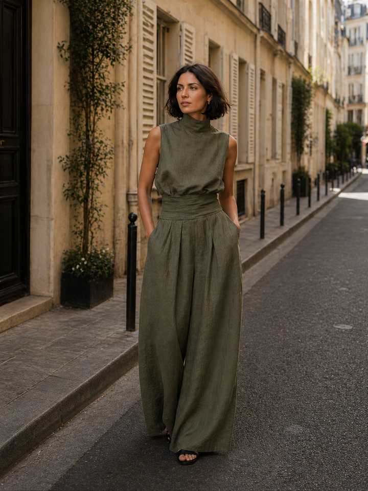 Priscilla™ | Cotton and Linen Tank Top and Wide Pants