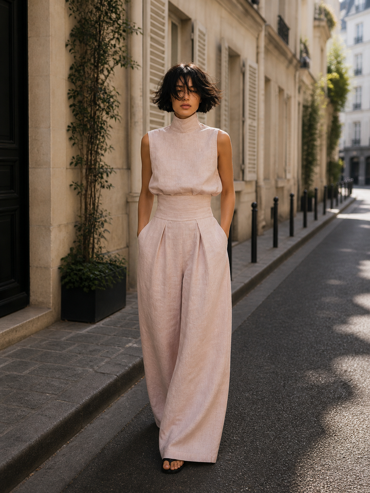 Priscilla™ | Cotton and Linen Tank Top and Wide Pants