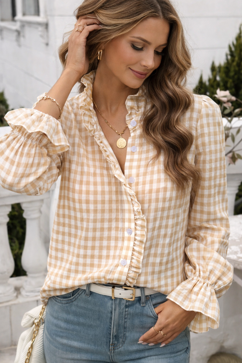 Elizabeth™ | Gingham Ruffle Blouse