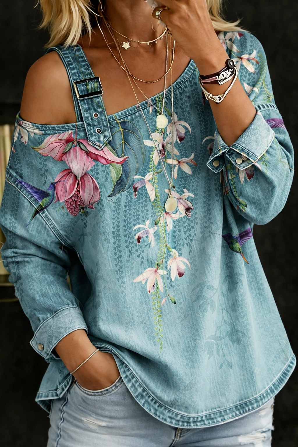 Estelle™ | Off Shoulder Denim Top