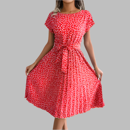 Chiara – Women's High Waist Floral Midi Dress for Everyday Elegance