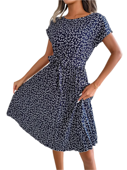 Chiara – Women's High Waist Floral Midi Dress for Everyday Elegance