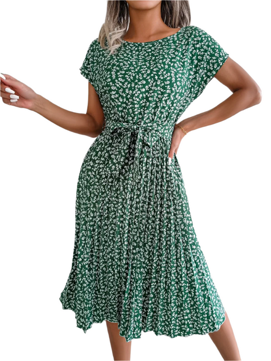 Chiara – Women's High Waist Floral Midi Dress for Everyday Elegance