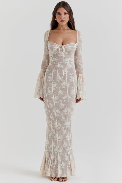 Rosa - Elegant Dotted Lace Evening Dress for Women