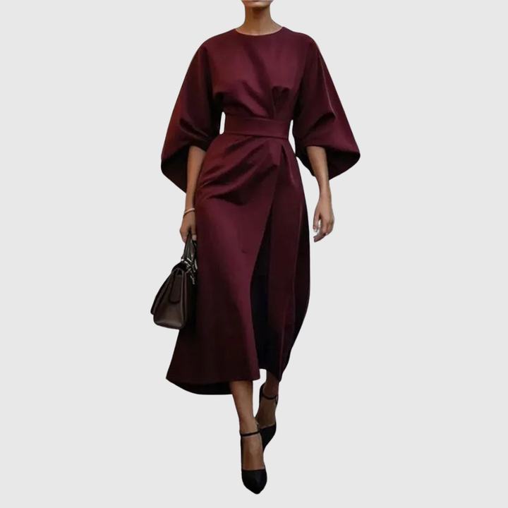 Amy™ - Satin Feel Batwing Sleeve Maxi Dress