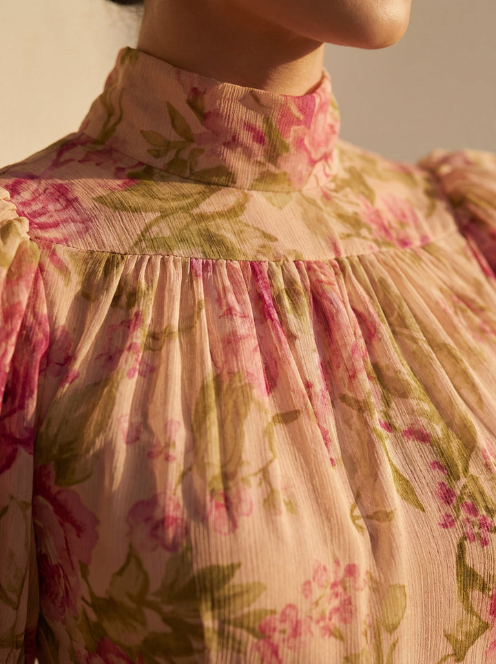 Elizabeth - Stylish Floral Dress With Ruffles