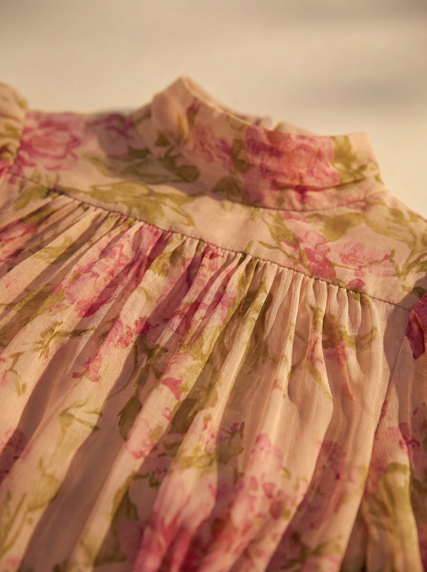Elizabeth - Stylish Floral Dress With Ruffles