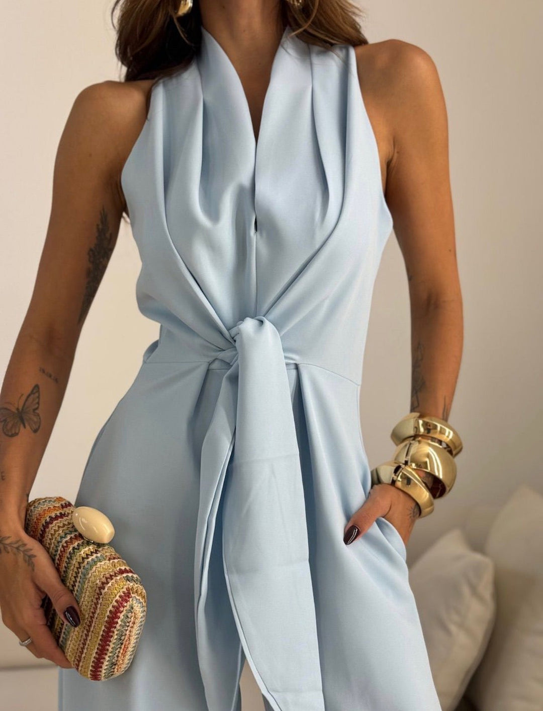 Mika™ | Luxe Draped Wide-Leg Jumpsuit