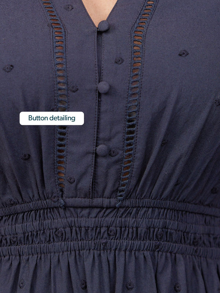Georgie Cotton Summer Dress - Dark Navy
