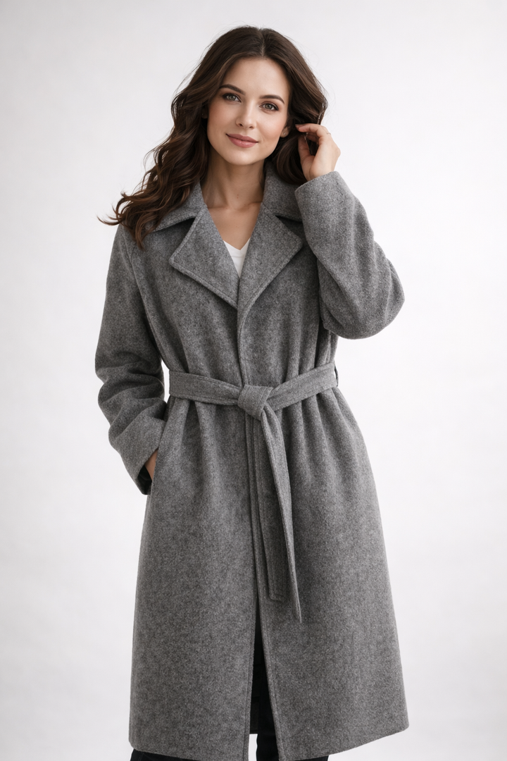 Evie™ – Elegant Belted Long Coat