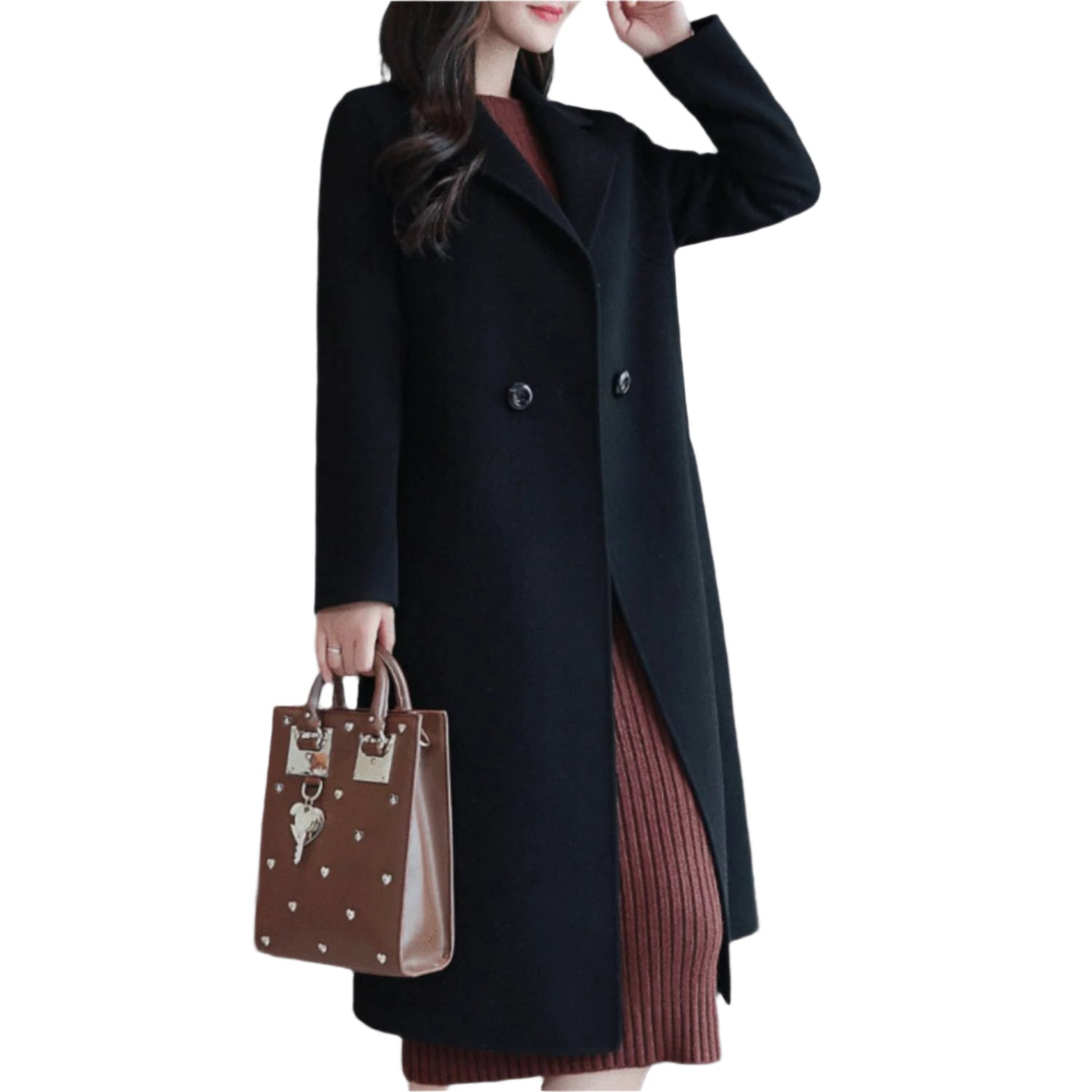 Isabella – Women's Long Wool Winter Coat | Elegant Warm Trench with Lapel Collar