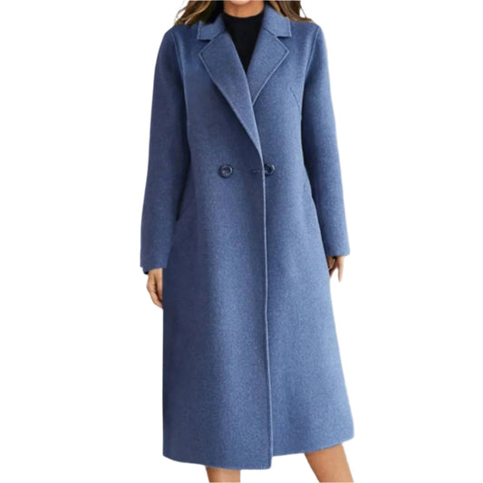 Isabella – Women's Long Wool Winter Coat | Elegant Warm Trench with Lapel Collar