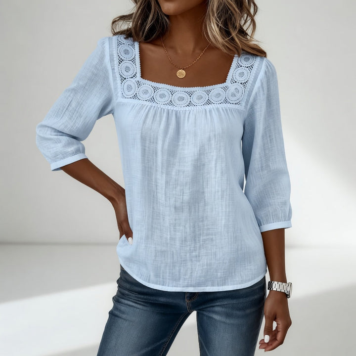 Isla™ | Elegant Lace Square Neck Blouse