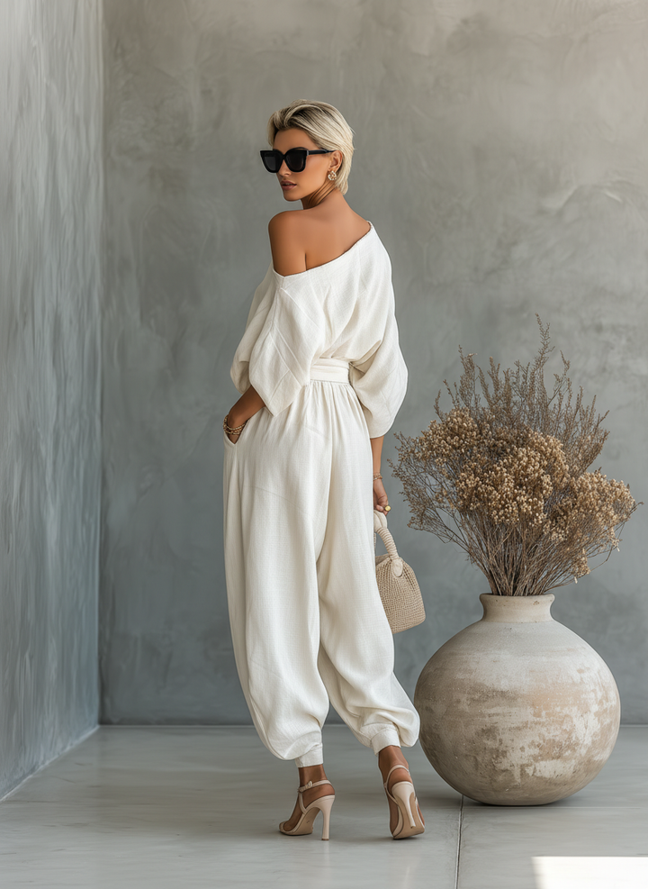 Amelia™ | Luxe Linen One-Shoulder Set