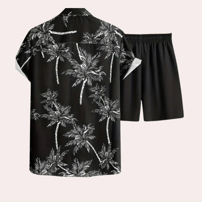 Matéo – Men's Black Tropical Set | Relaxed Two-Piece for Summer Ease