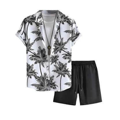 Matéo – Men's Black Tropical Set | Relaxed Two-Piece for Summer Ease