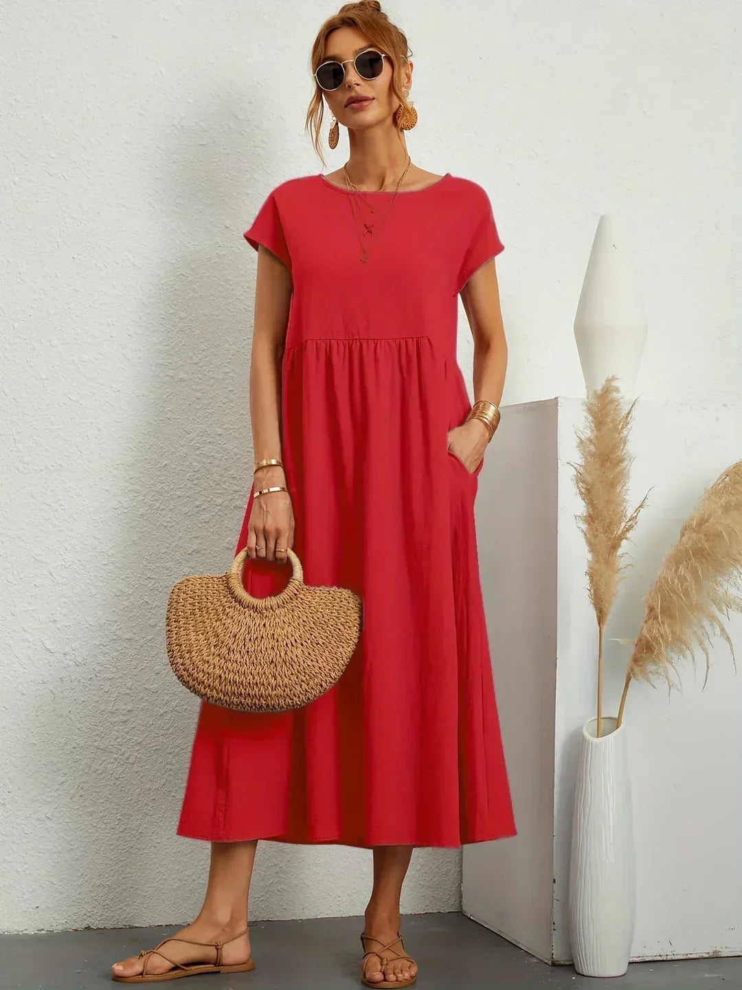 Sophie™ — Fluid Midi Dress Timeless Elegance