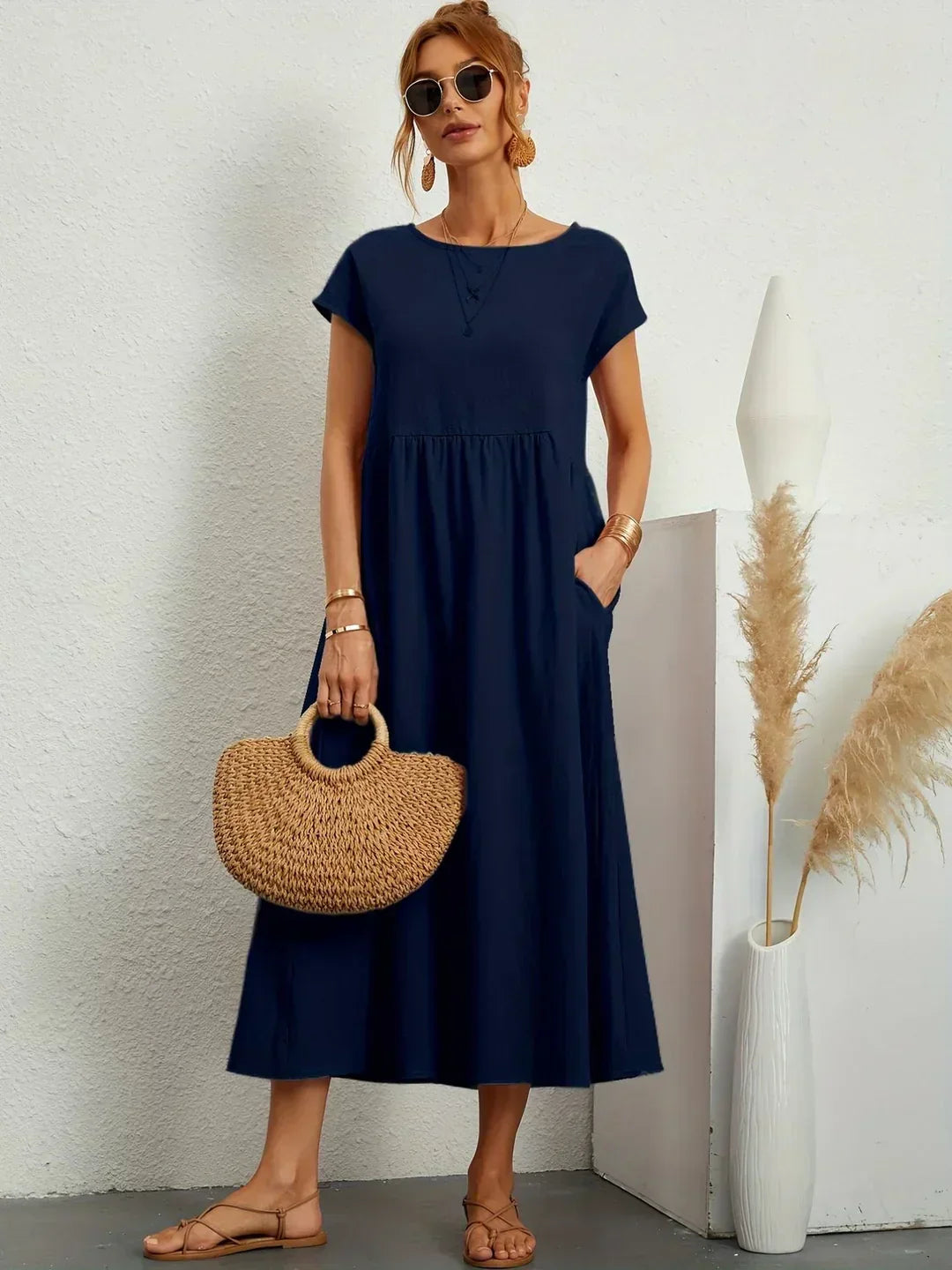 Sophie™ — Fluid Midi Dress Timeless Elegance